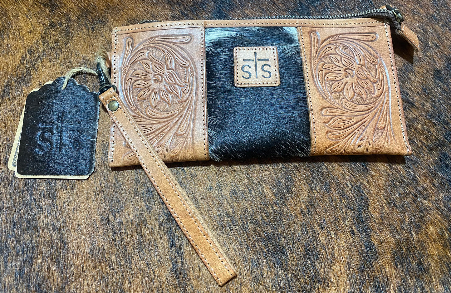 STS Genuine Leather and Hair on Hide Clutch