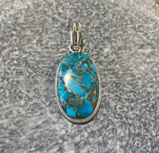 Blue Copper Turquoise 925 silver Pendant