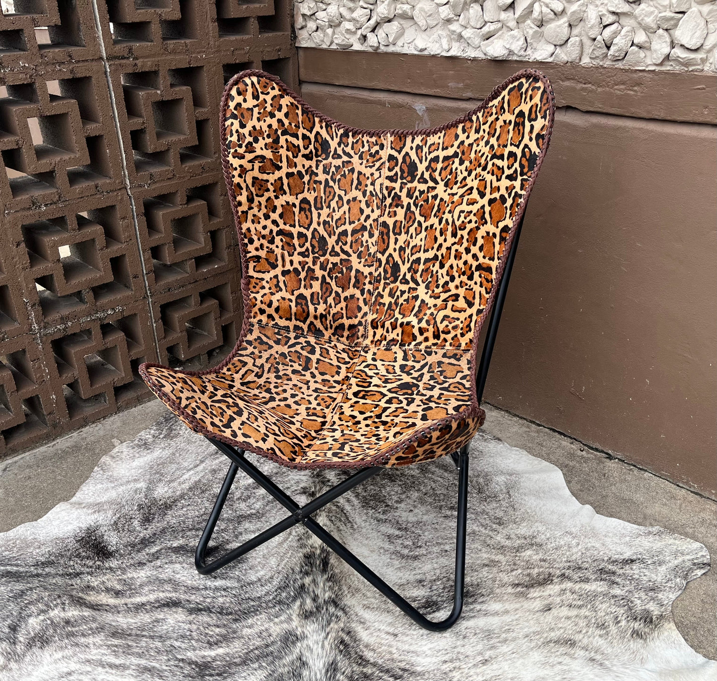 Leopard Print Cowhide Butterfly Chair
