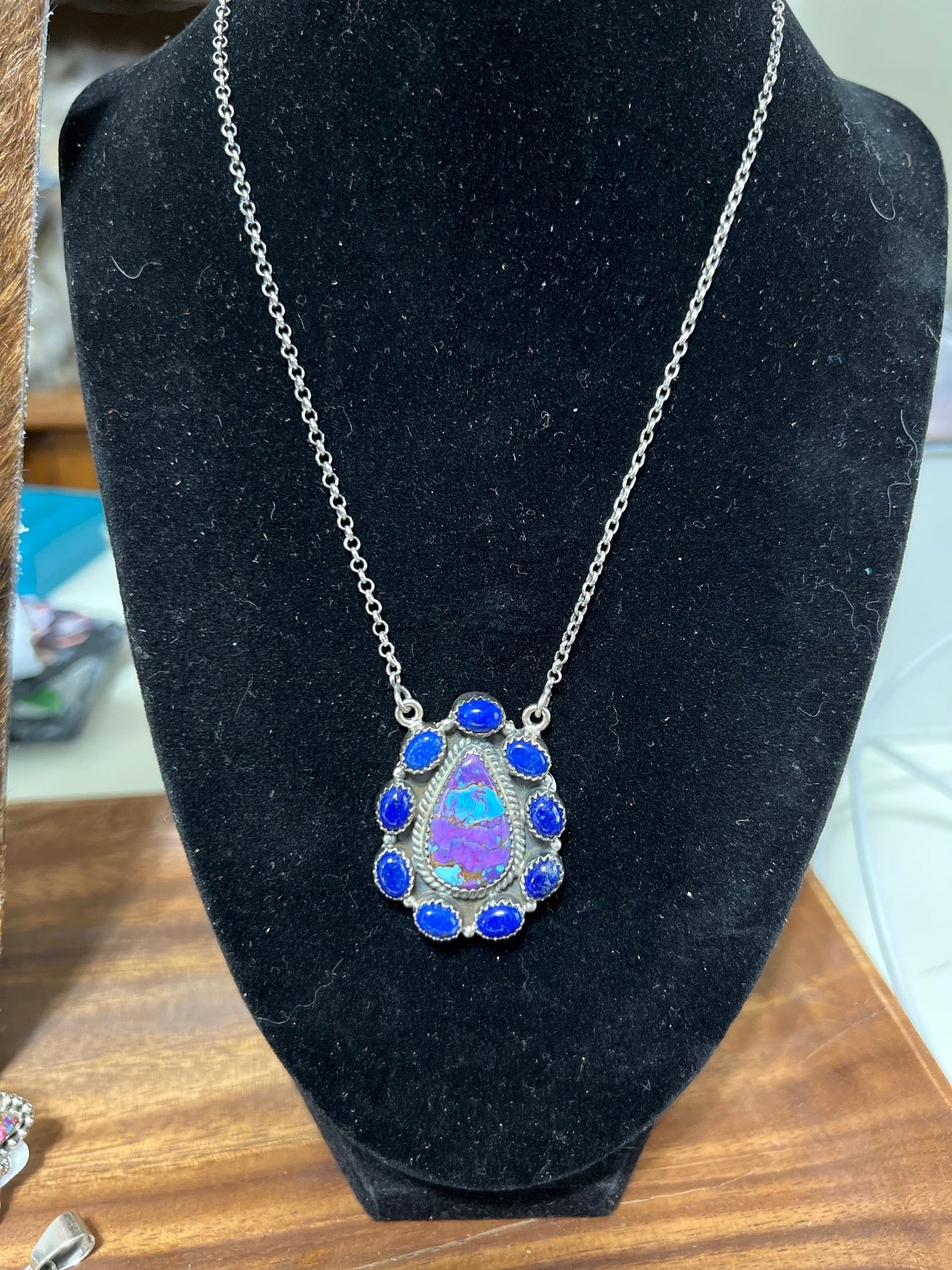 HaDa Collection Multi Stone Lapis and Genuine Turquoise Necklace - 18Inch