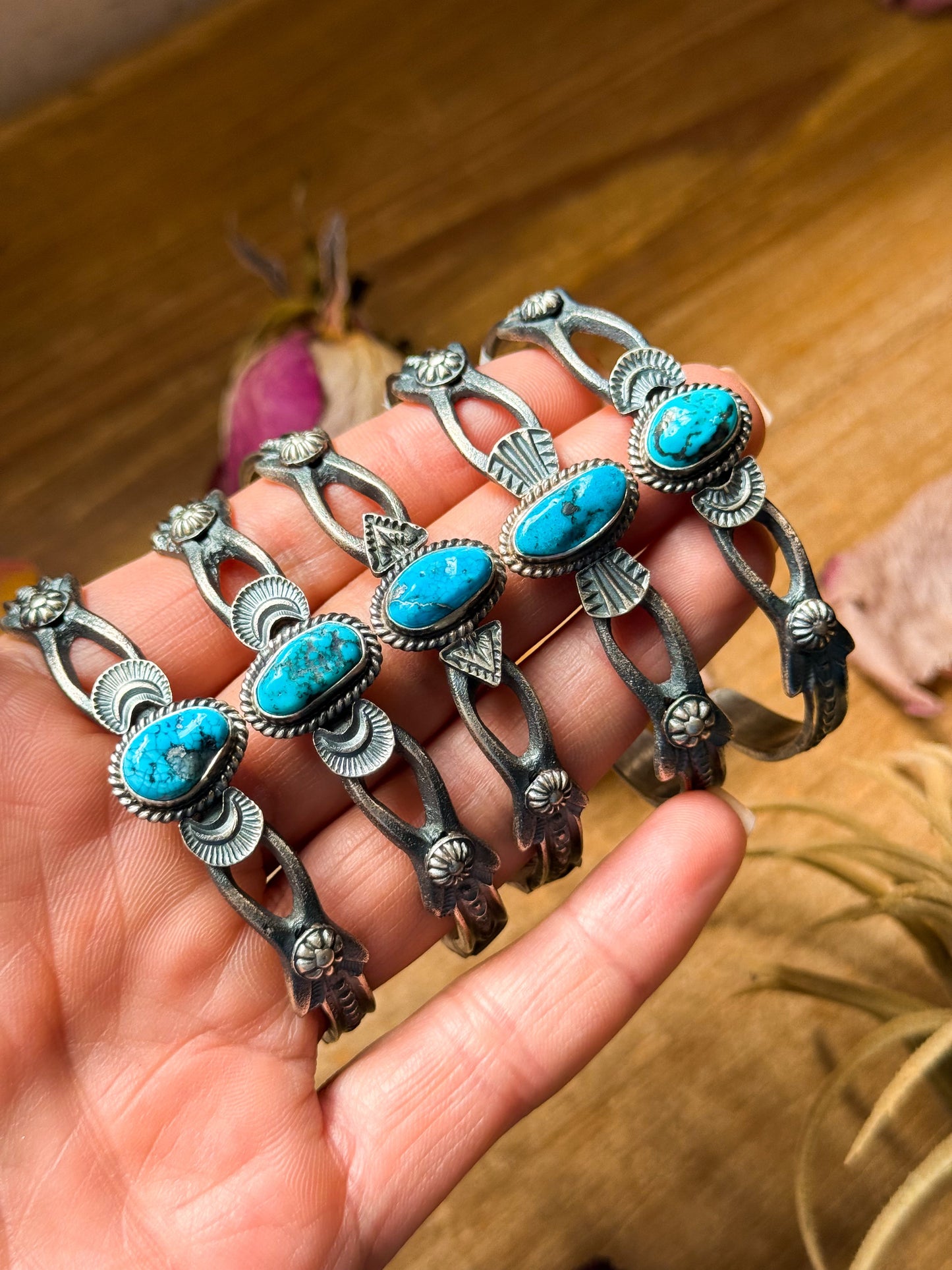Sterling Silver Kingman Turquoise Cuff Bracelet – Native Made by K. Billah