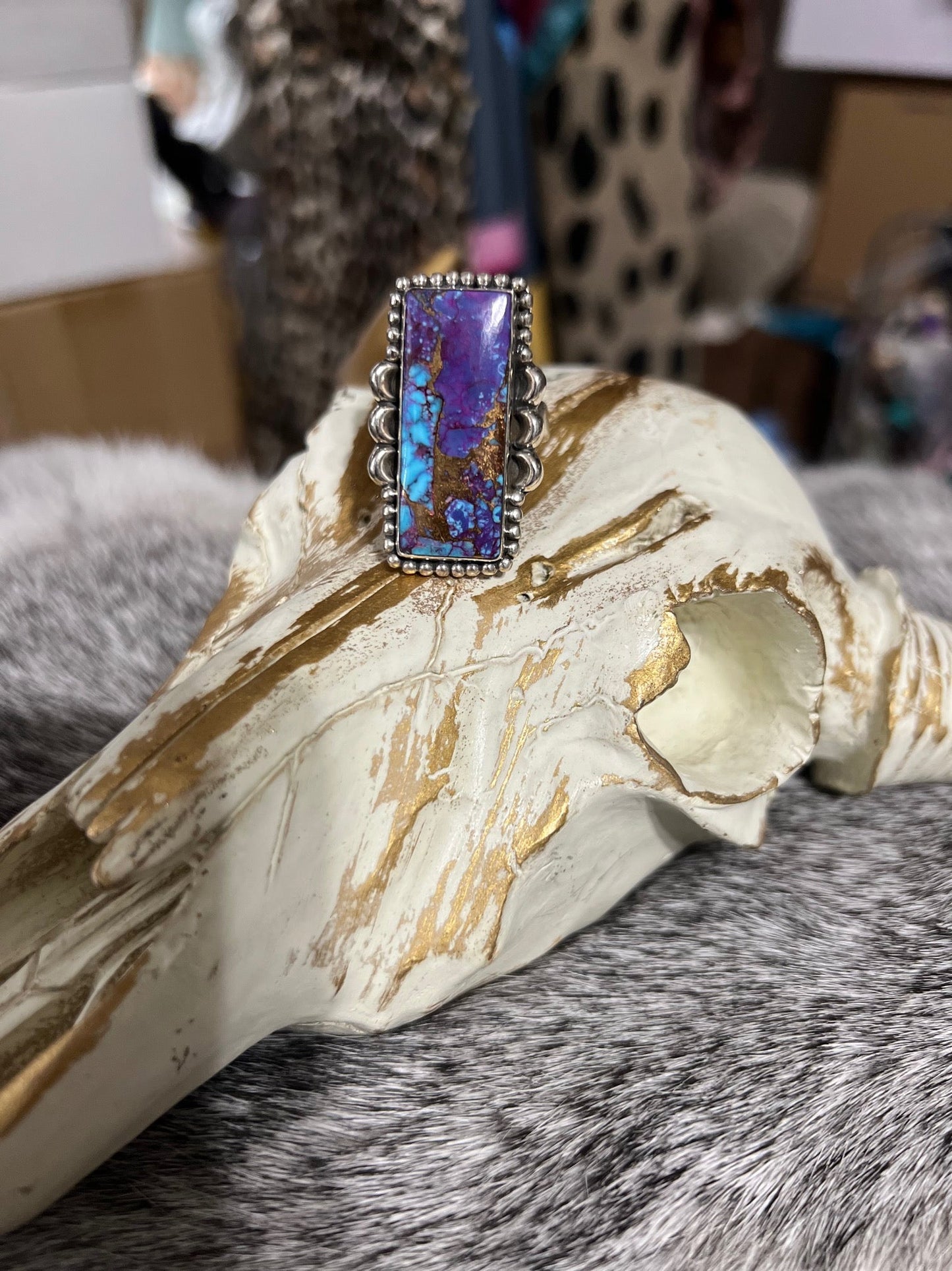 HADA Collection - Sterling Silver Purple Mojave Adjustable Bar Ring