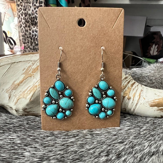 Fashion Turquoise Inspired Cluster Earrings
