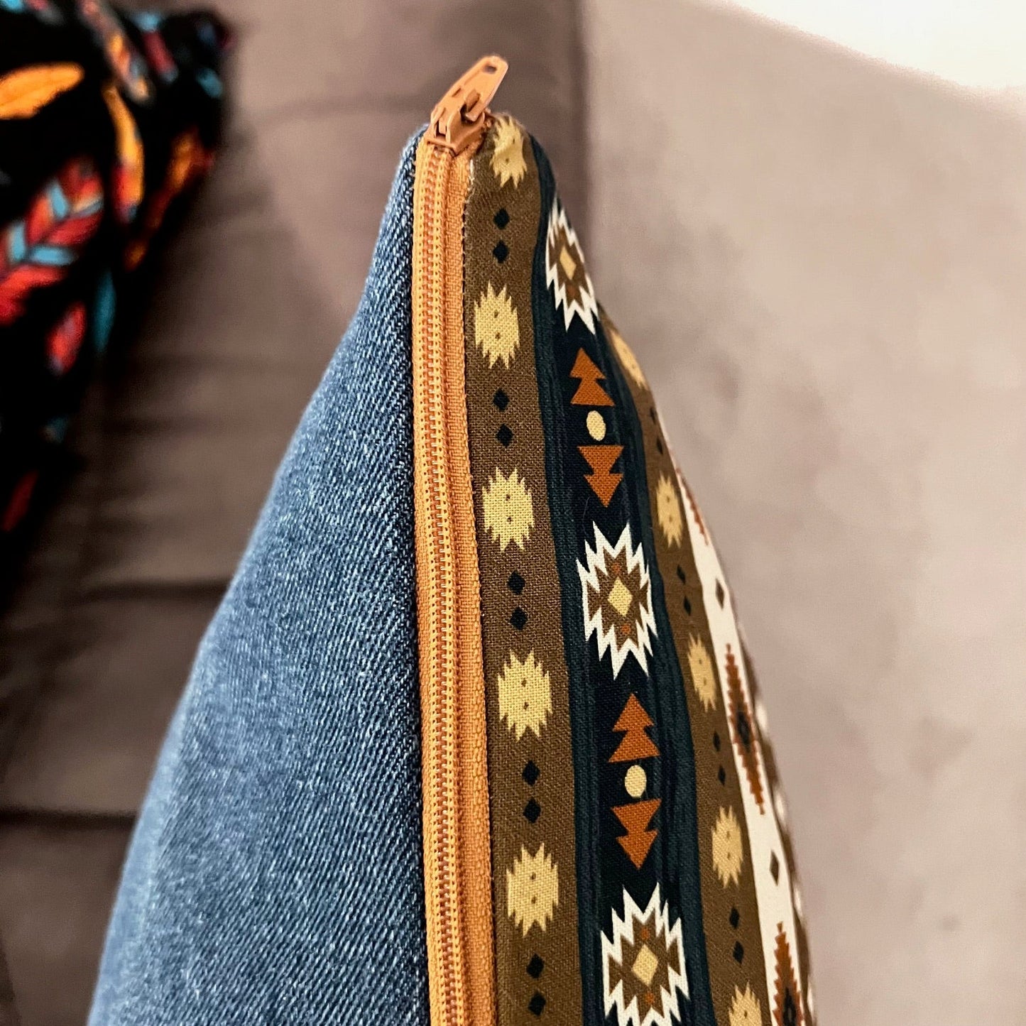 Dessert Dark Brown and Navy Aztec Western Style Pillow 18 inch Covers