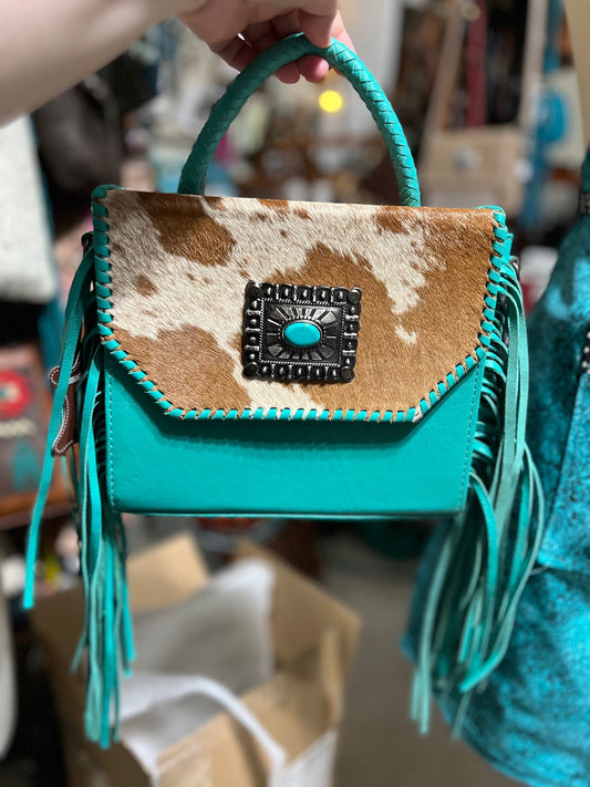 Cowhide Leather & Fringe Crossbody - Multi
