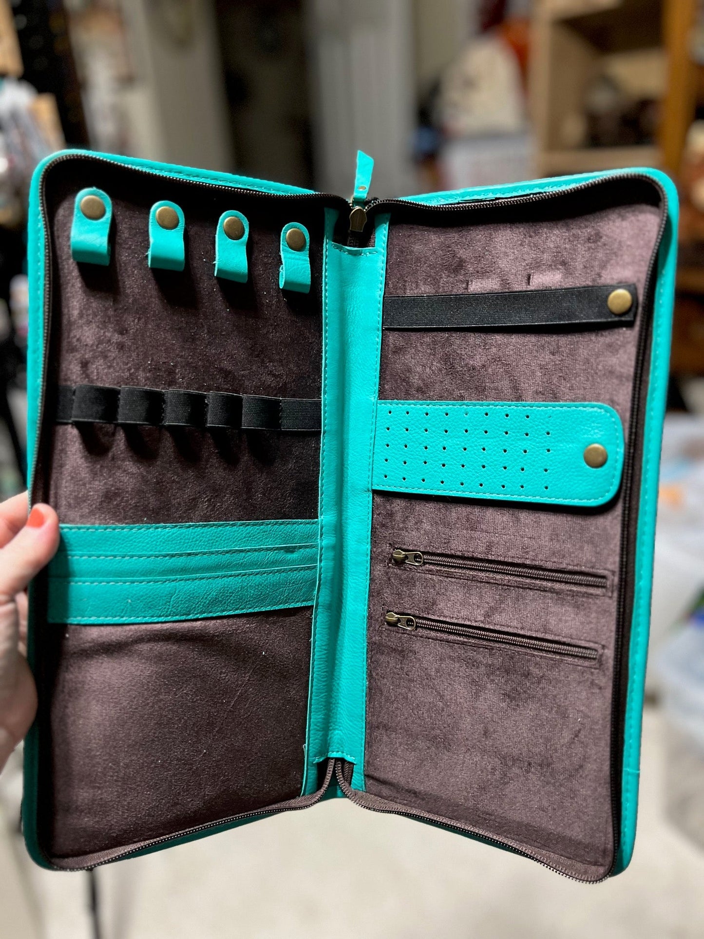 Turquoise Jewelry Storage Case Tooled