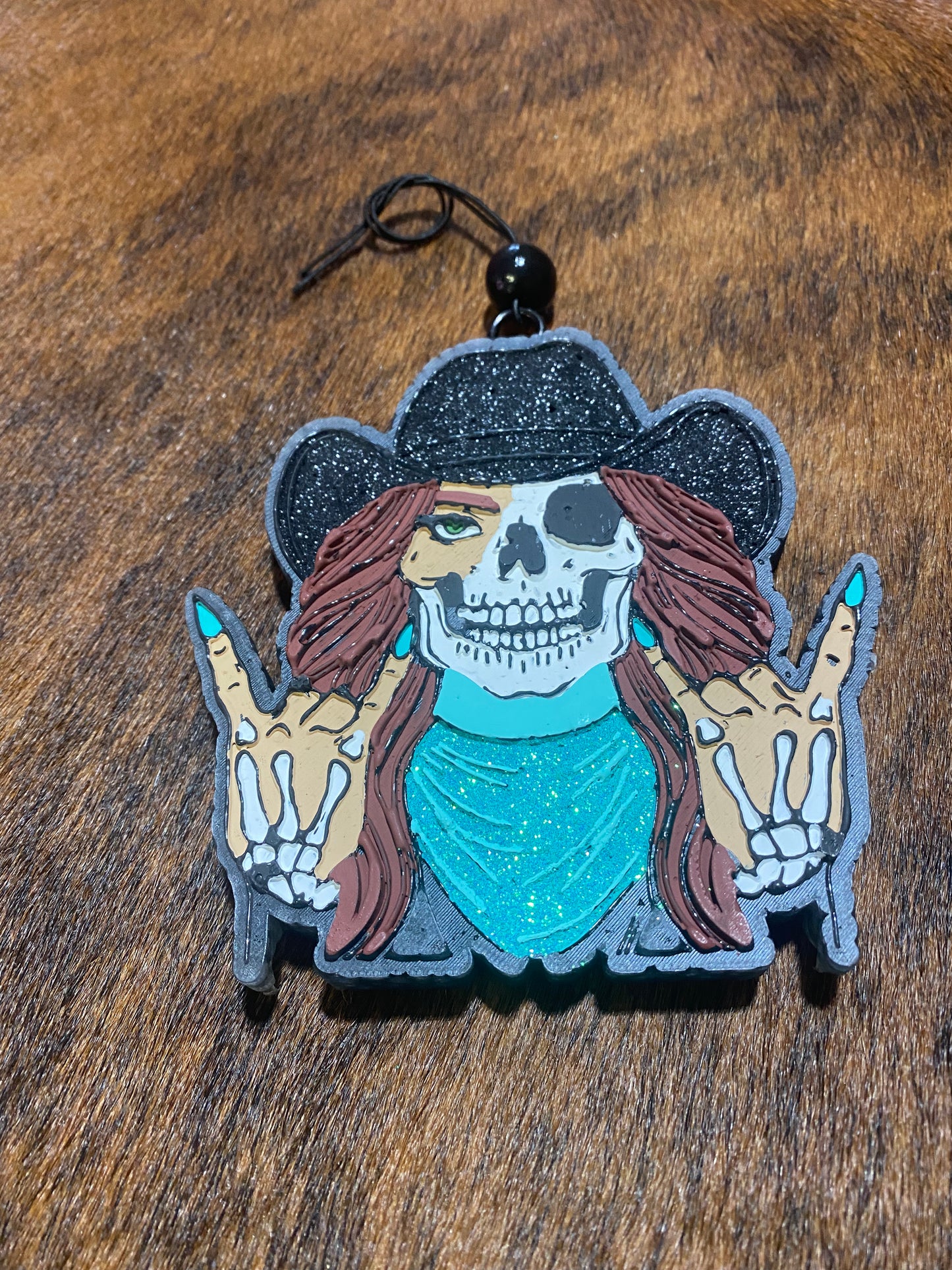 Skelly Cowgirl Freshies with beaded hanger