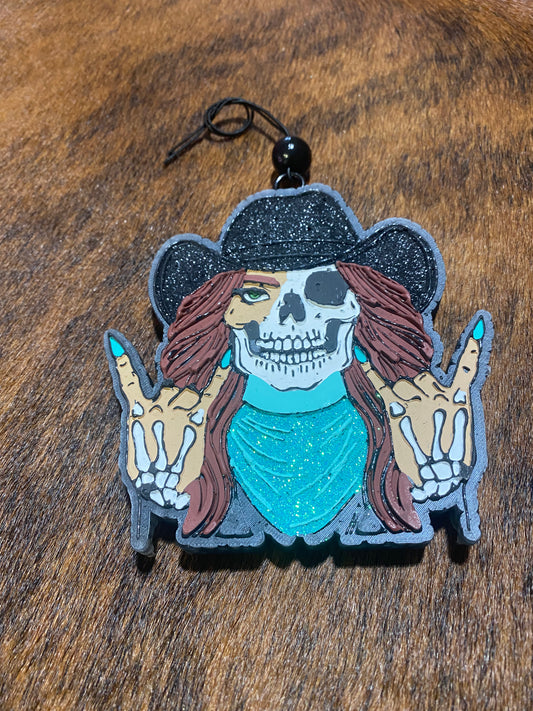 Skelly Cowgirl Freshies with beaded hanger