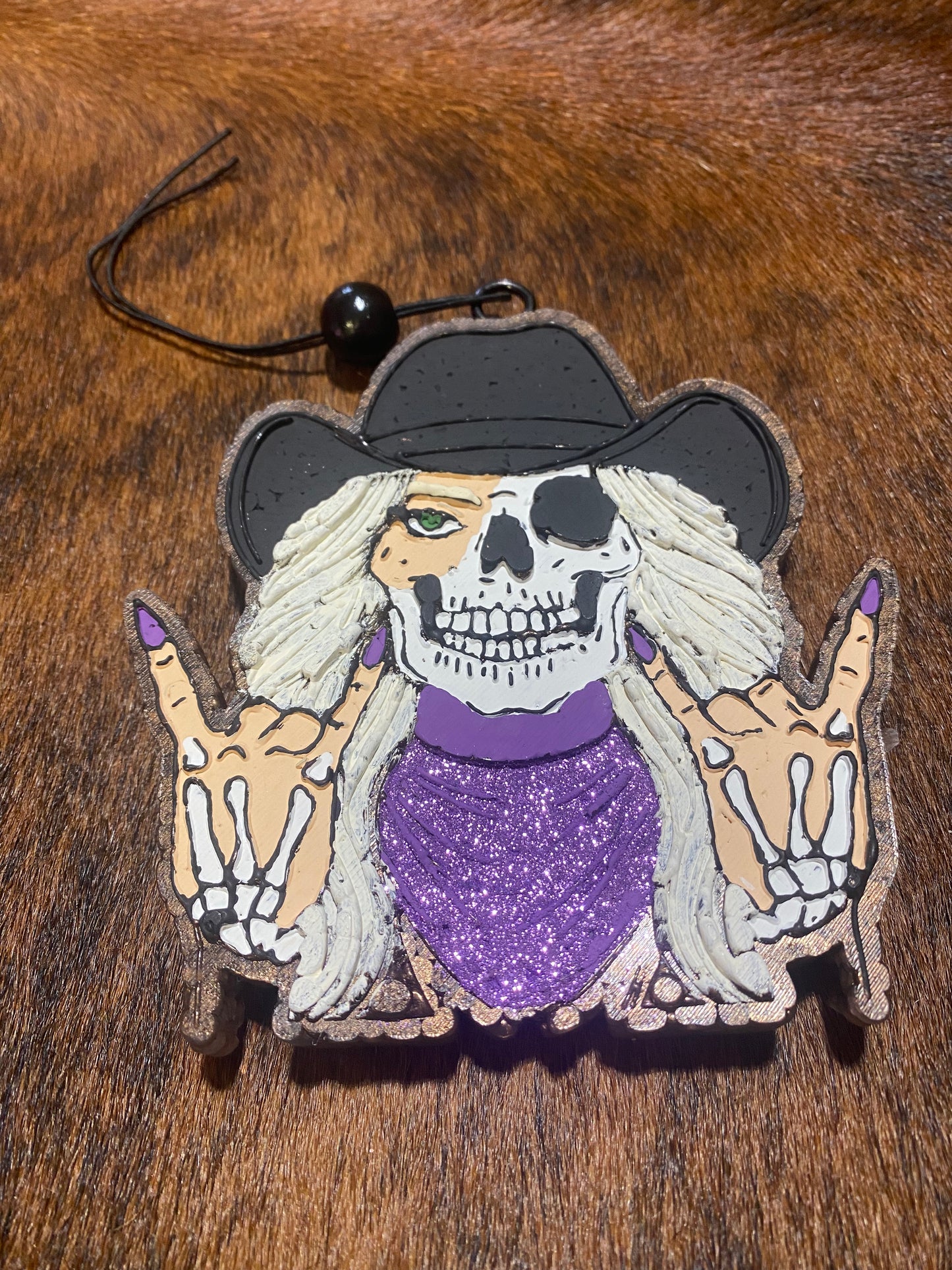 Skelly Cowgirl Freshies with beaded hanger