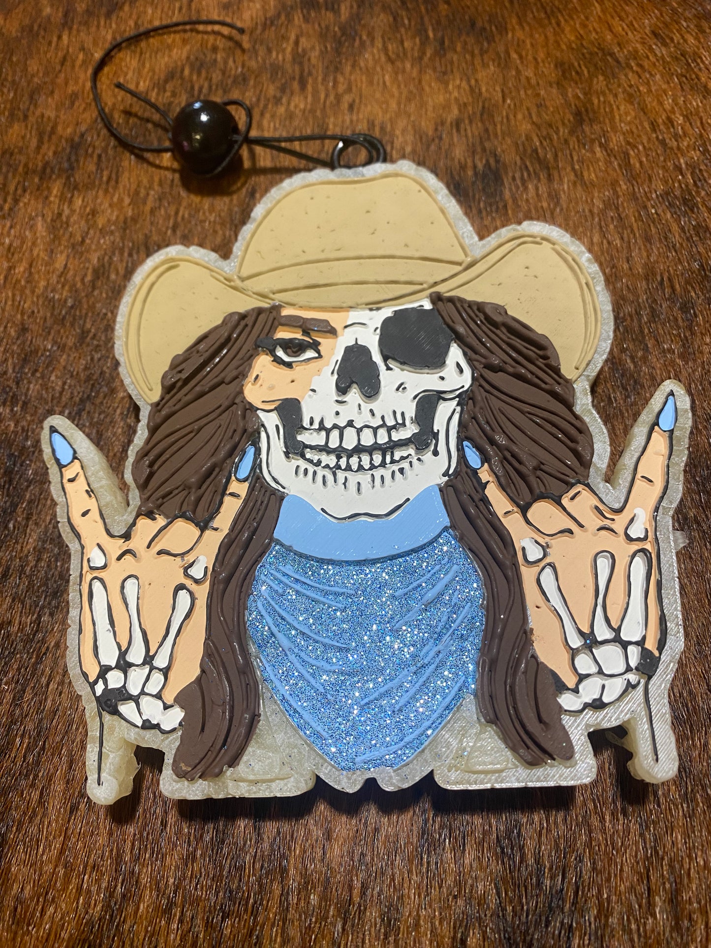 Skelly Cowgirl Freshies with beaded hanger