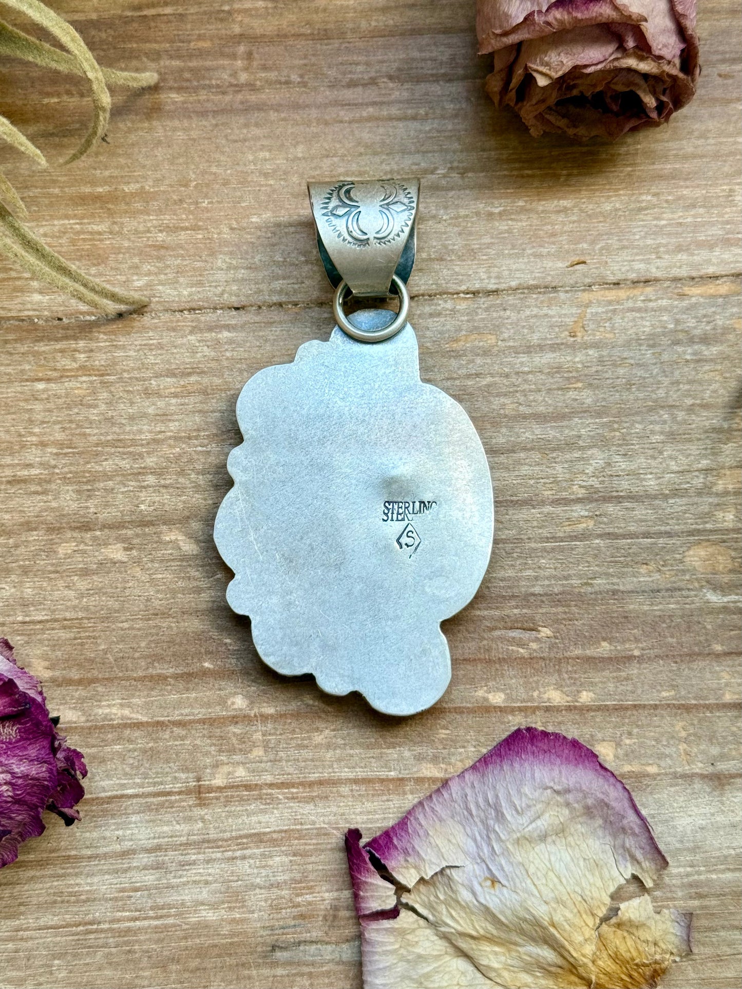 Sterling Silver Palomino Variscite Half Cluster Pendant – Handmade by Artist Shay Pfeiffer