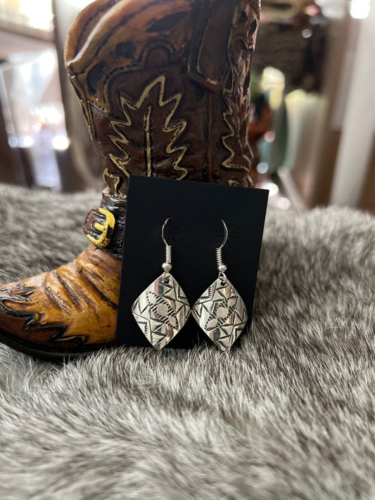 Artist: Florence Tahe Navajo Handmade Sterling Silver Earrings