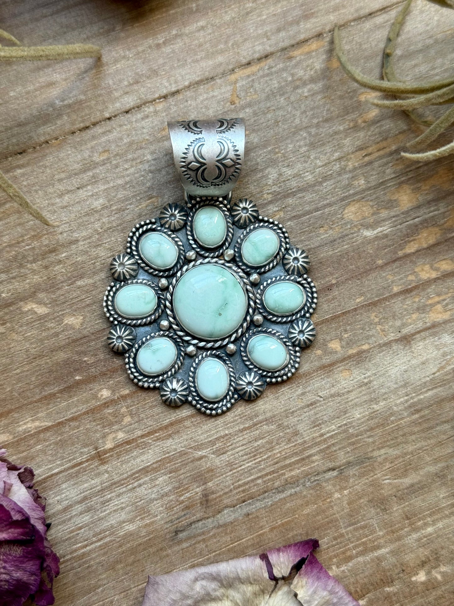 Sterling Silver Paloma Variscite Cluster Pendant – Handmade by Artist Shay Pfeiffer