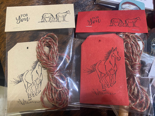 Handmade Horse Christmas Gift Tags with String 6 pack