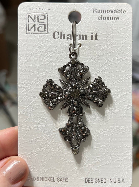 Silver and Black Fashion Cross - 3 inch