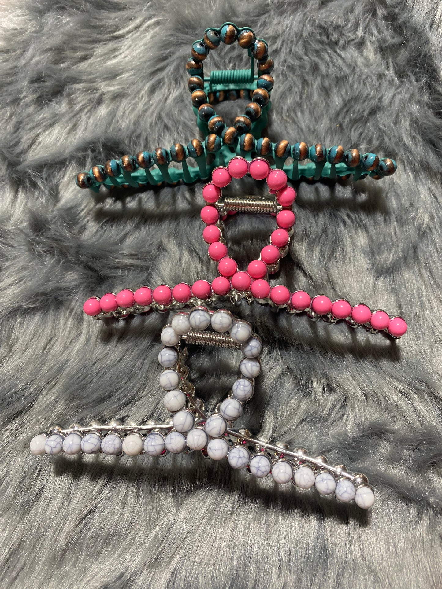 Faux Navajo Pearl Claw Clips