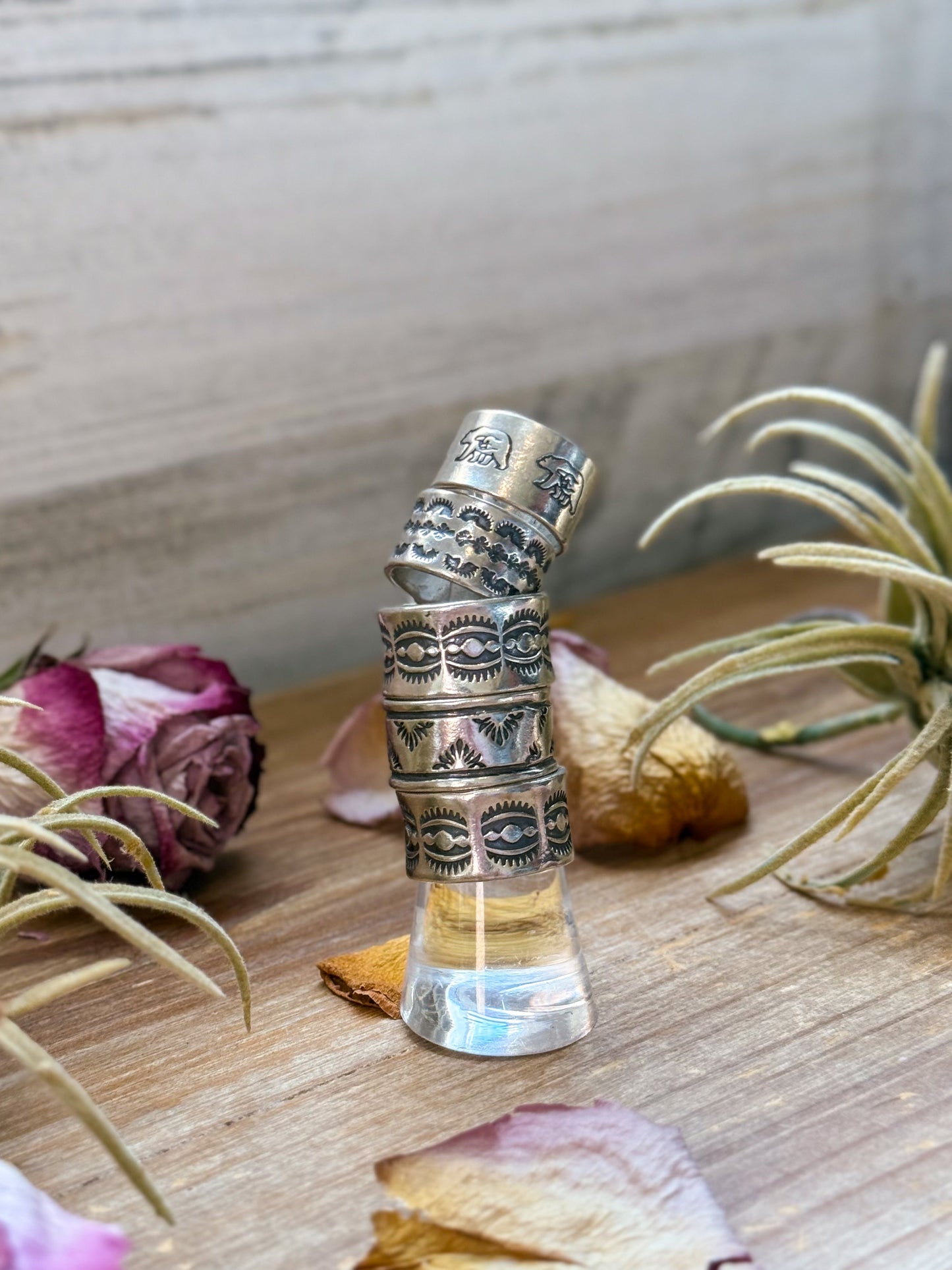 Sterling Silver Hand-Milled Wide Band Mini Sun Ray Stamped Ring – Size 5.5 – Handmade by Artist Jason Ogg