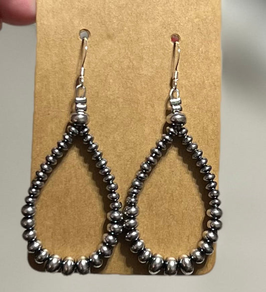 Smaller Sterling SAUCER Silver Pearls earrings teardrop
