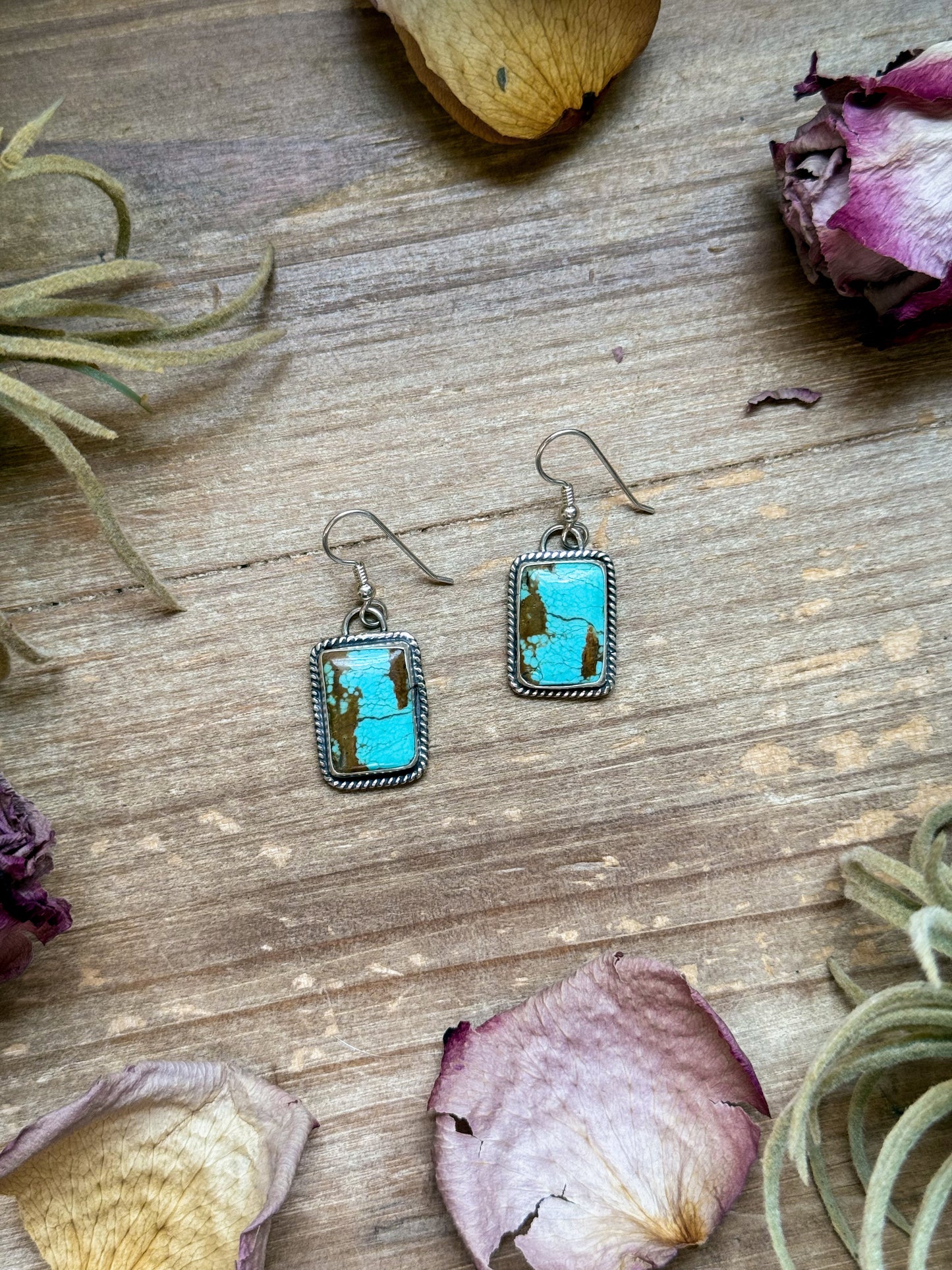 Sterling Silver Mine #8 Turquoise Dangle Earrings – Handmade by Artist Jason Ogg