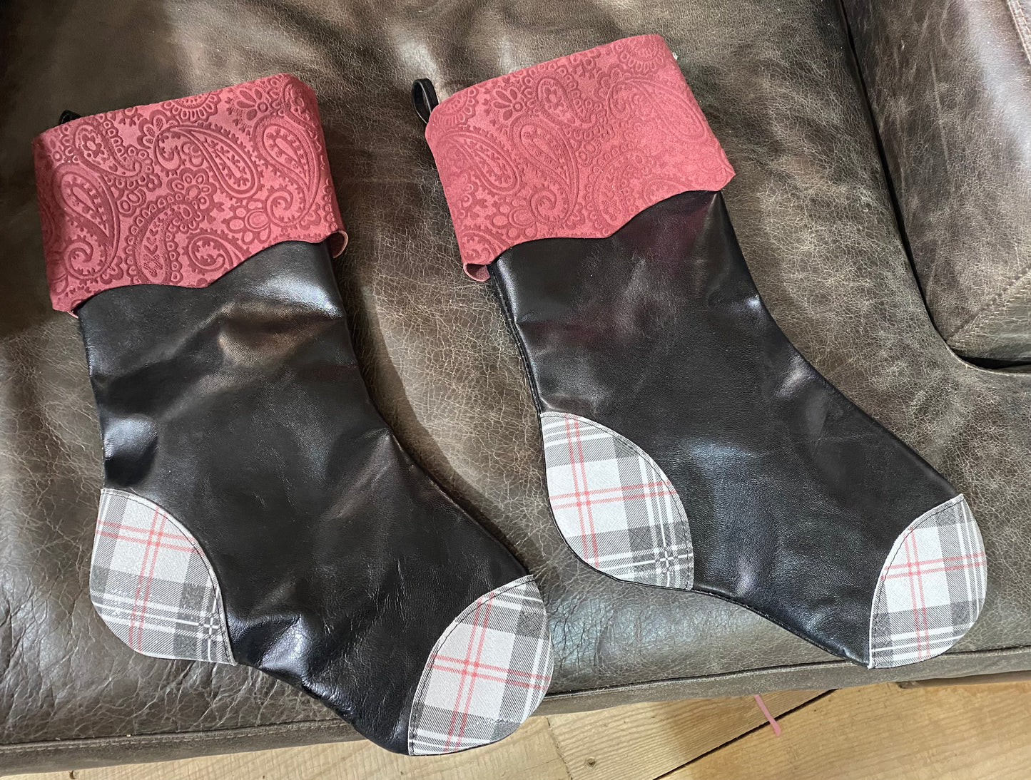 Handmade Leather Christmas Stockings