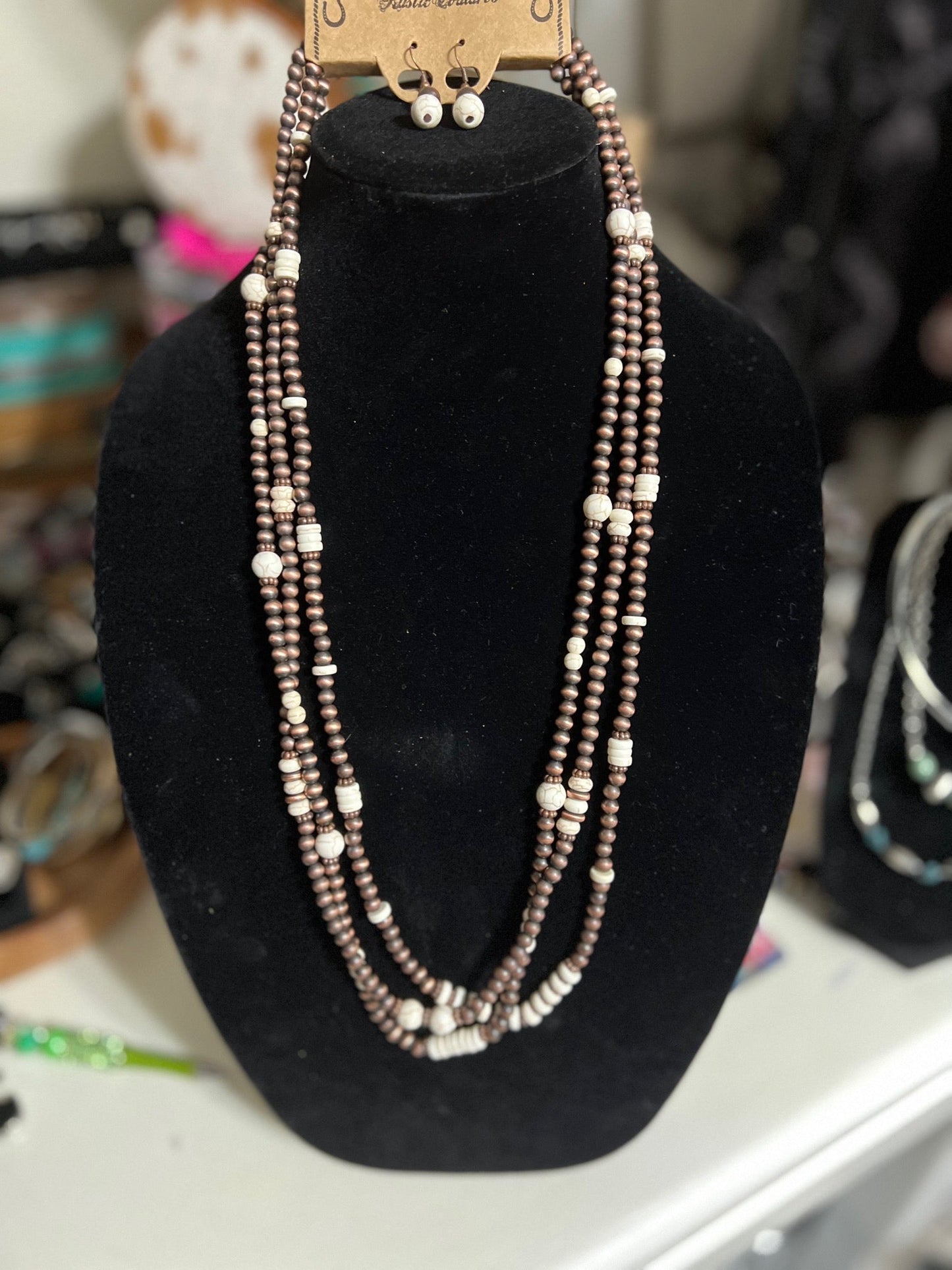 Rustic Couture's Three Strand Western Navajo Inspired Fashion Necklace Set