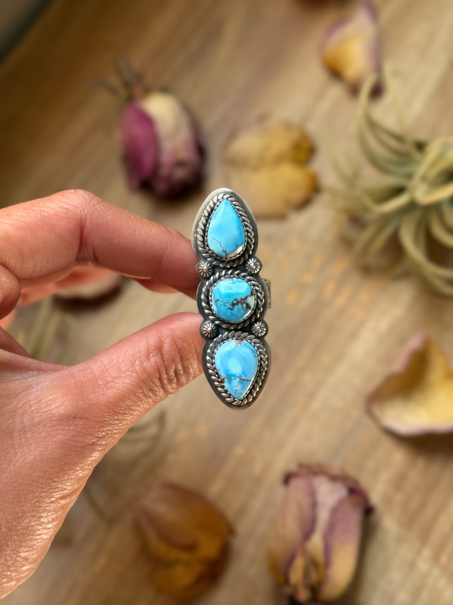 Sterling Silver Golden Hill Turquoise Adjustable Ring