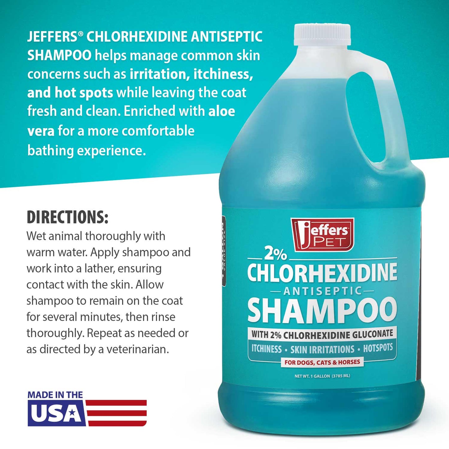 Jeffers Medicated 2% Chlorhexidine Shampoo for Dogs, Cats & Horses