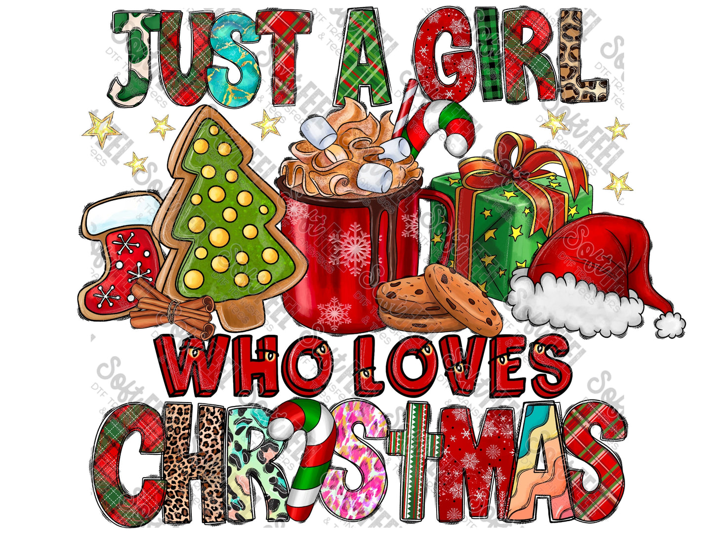 Just A Girl Who Loves Christmas - Women's / Christmas - Direct To Film Transfer / DTF - Heat Press Clothing Transfer