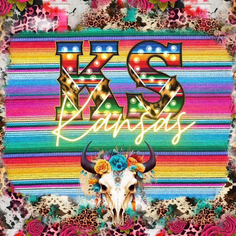 Pick Your State Serape Marquee Bullhead Square Neoprene Coasters 4 inch - Pick your State