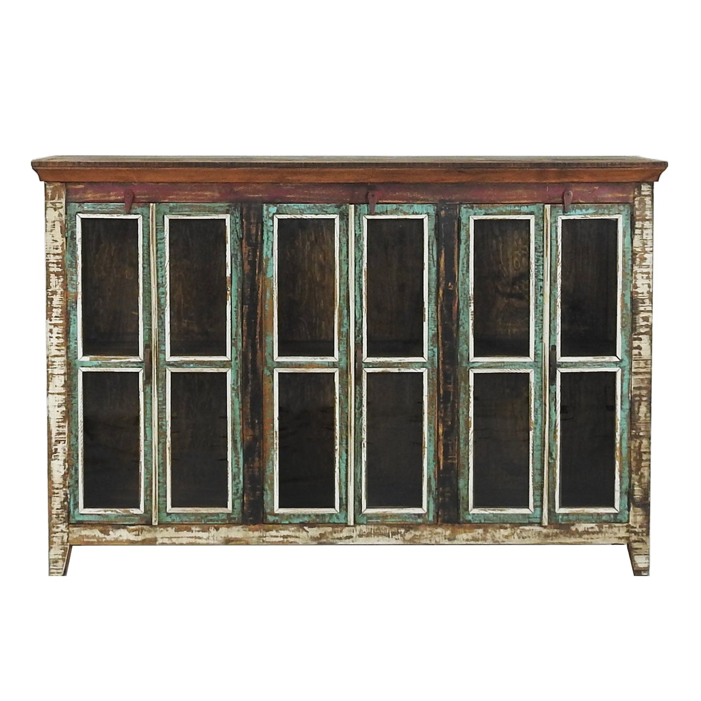 Cabana Large Rustic Glass Cabinet Buffet