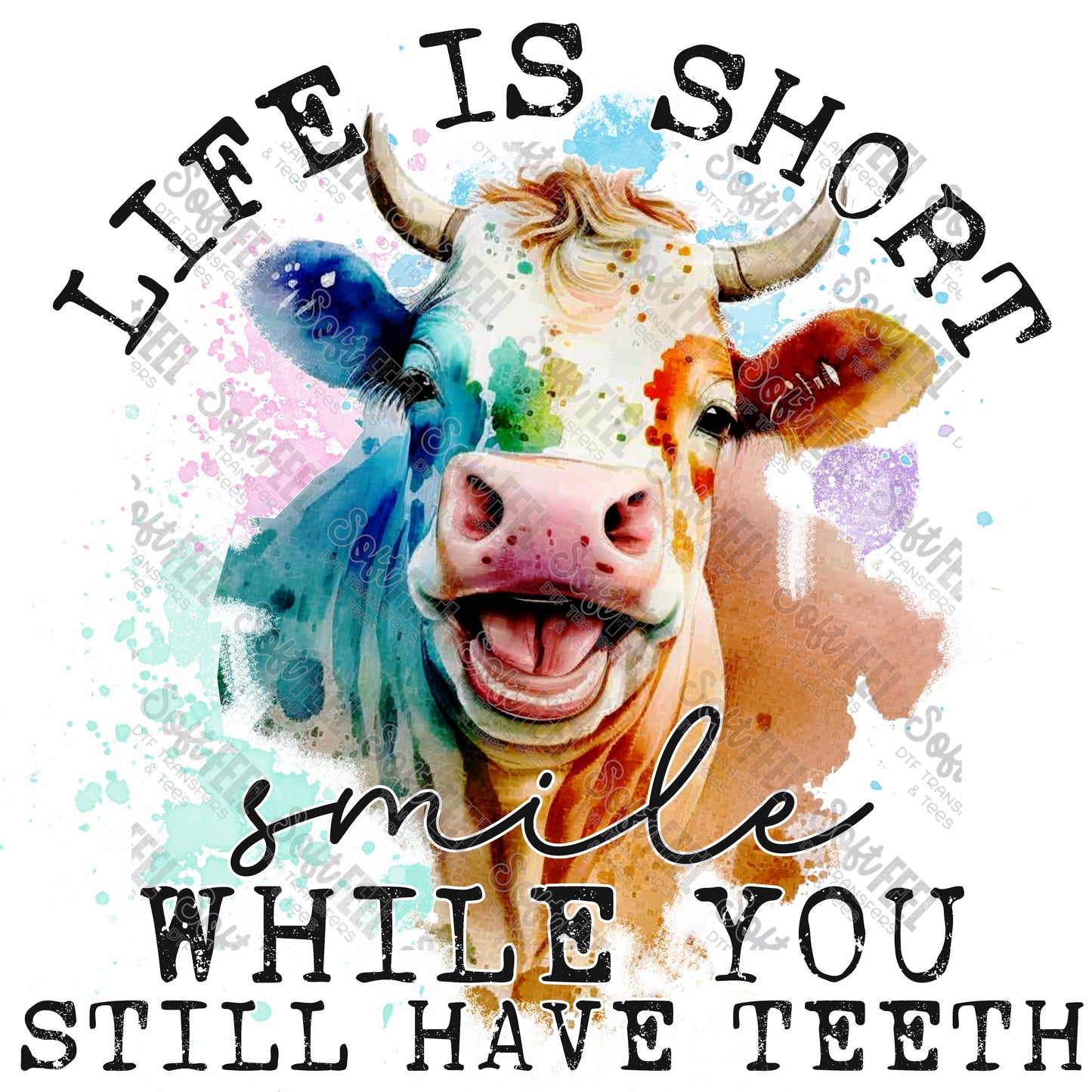 Life is Short Smile While You Still Have Teeth - Humor / Western - Direct To Film Transfer / DTF - Heat Press Clothing Transfer