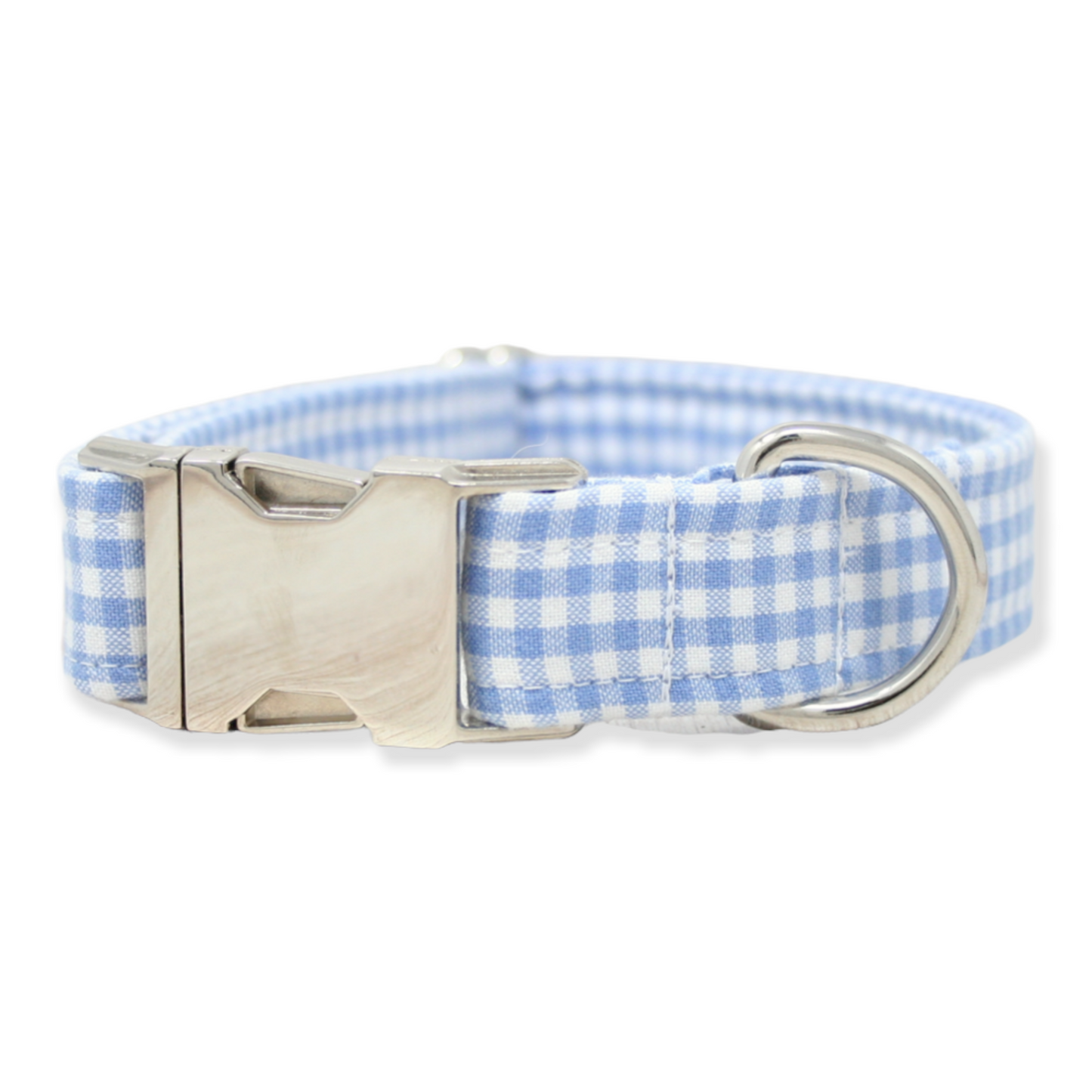 Light Blue Gingham Dog Collar