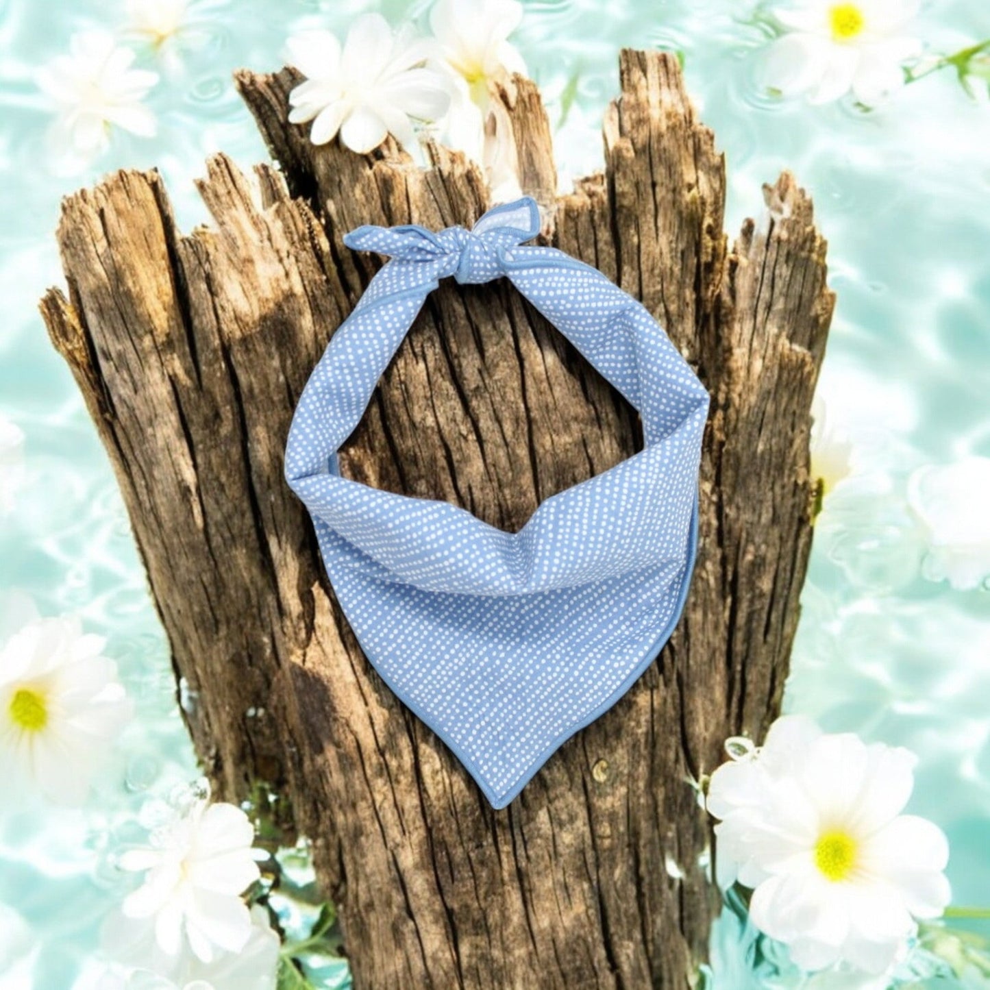 Light Blue Ditsy Dots Dog Bandana