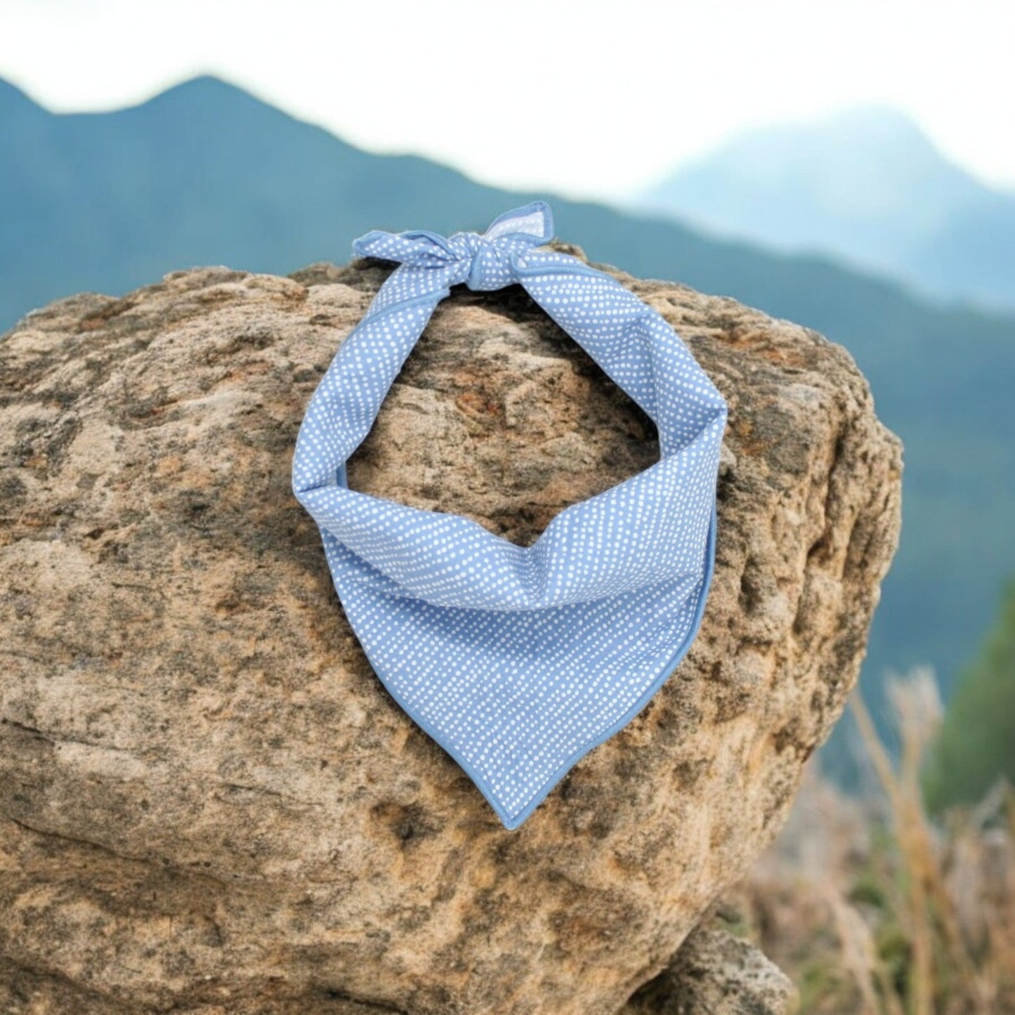 Light Blue Ditsy Dots Dog Bandana