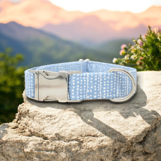 Light Blue Dog Collar Ditsy Dots