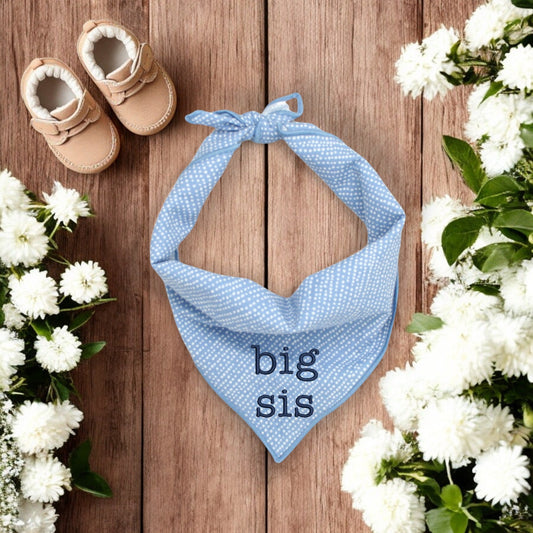 Big Sis DOG BANDANA | LIGHT BLUE DITSY DOTS