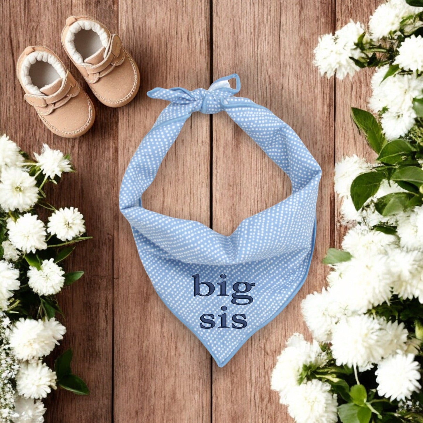 BIG SIS DOG BANDANA | LIGHT BLUE DITSY DOTS