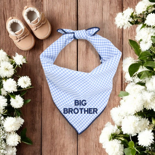 BIG BROTHER DOG BANDANA | LIGHT BLUE GINGHAM