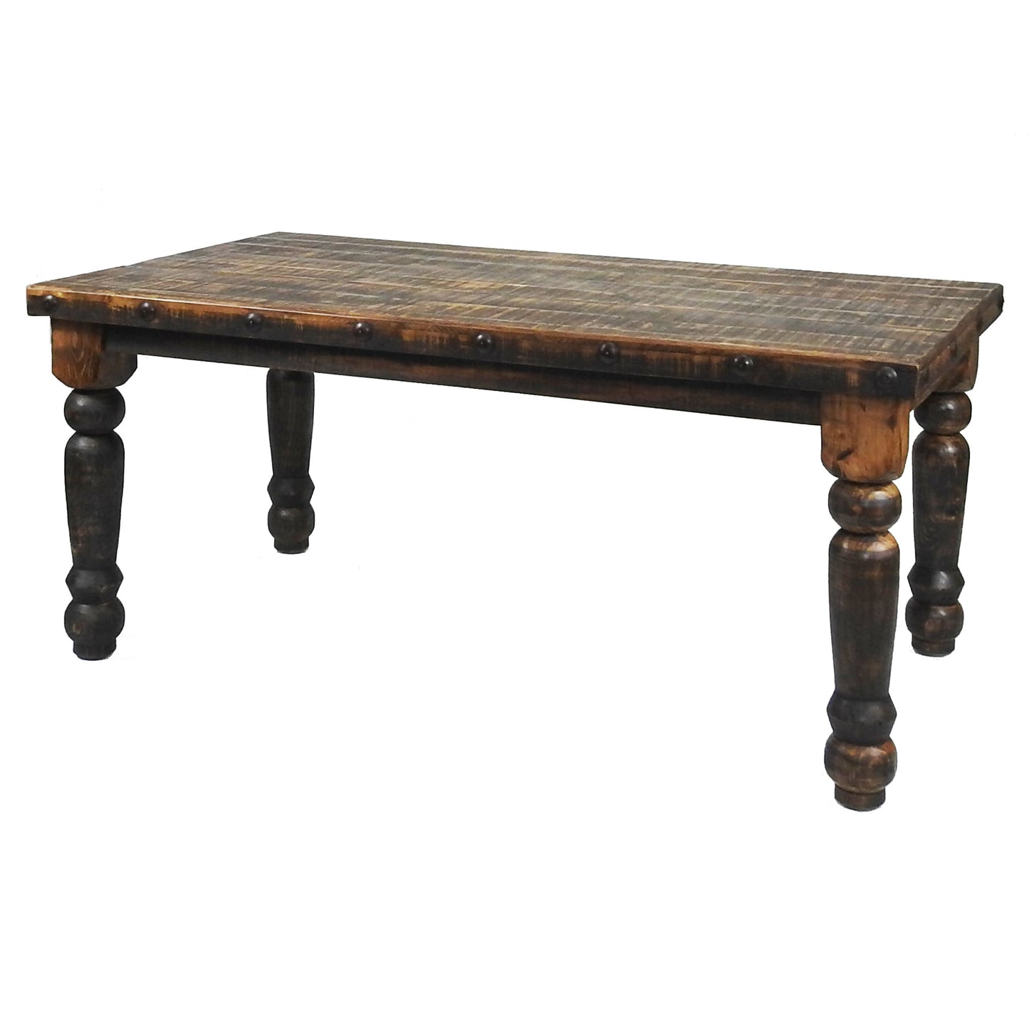 Oasis 6' Rustic Dining Table and 6 Oasis Rustic Chair (Wood Seat)