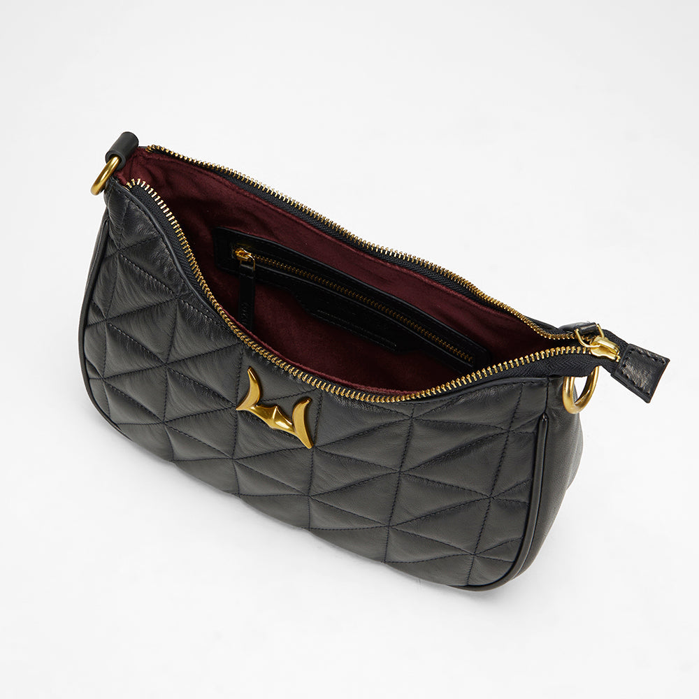 Loyal West JOE QUILTED NAPPA LEATHER BAG-BLACK