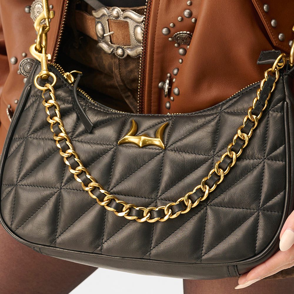 Loyal West JOE QUILTED NAPPA LEATHER BAG-BLACK
