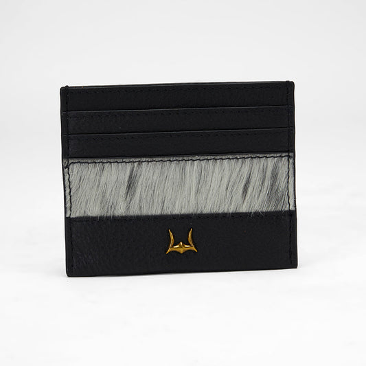 Loyal West SHELL CARD HOLDER IN BLACK & WHITE COWHIDE