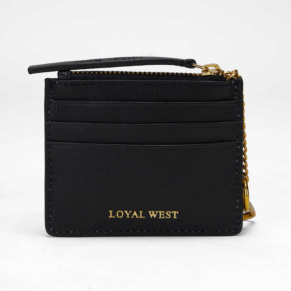 Loyal West SOPHIA CREDIT CARD HOLDER IN BLACK & WHITE COWHIDE