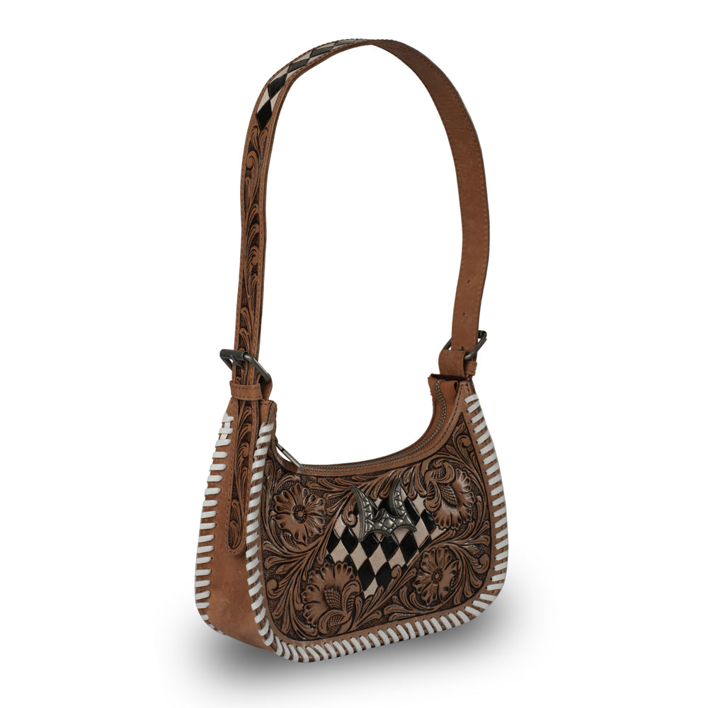 HANDTOOLED DANNIA MEDIUM PURSE CHECKERED EDITION