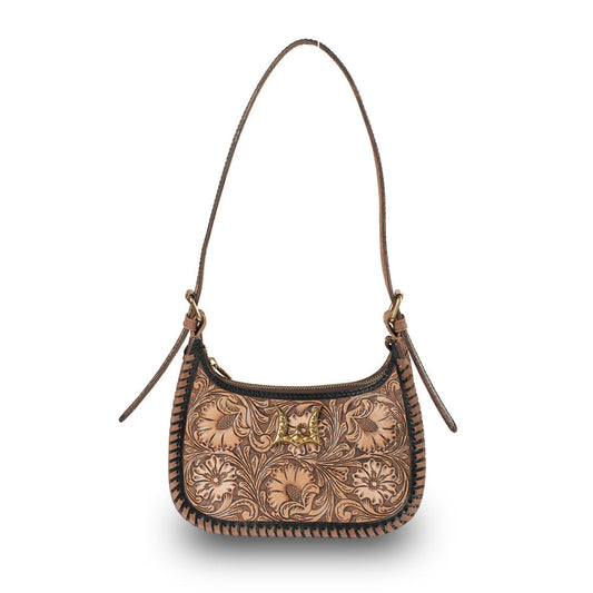 Handtooled Dannia Medium Purse - Distressed Brown