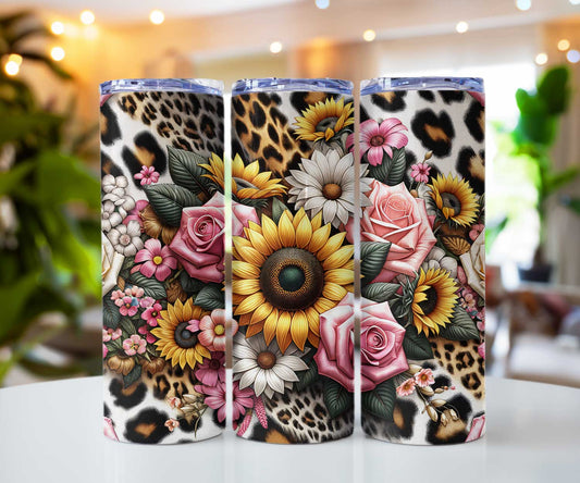 Leopard and Roses 20oz Double Insulated Tumbler
