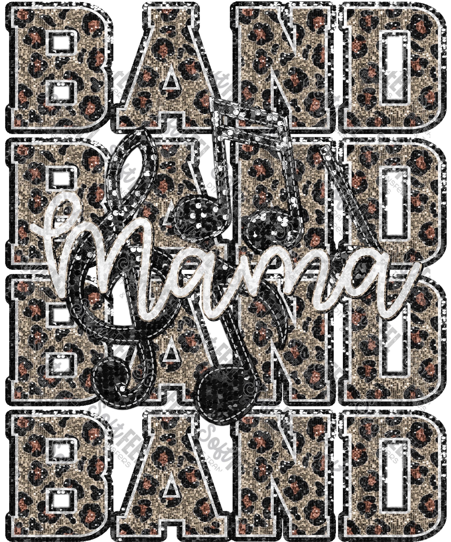 Leopard Band Mama - Women's / Sports - Direct To Film Transfer / DTF - Heat Press Clothing Transfer
