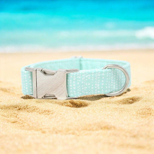 Mint Dog Collar Ditsy Dots