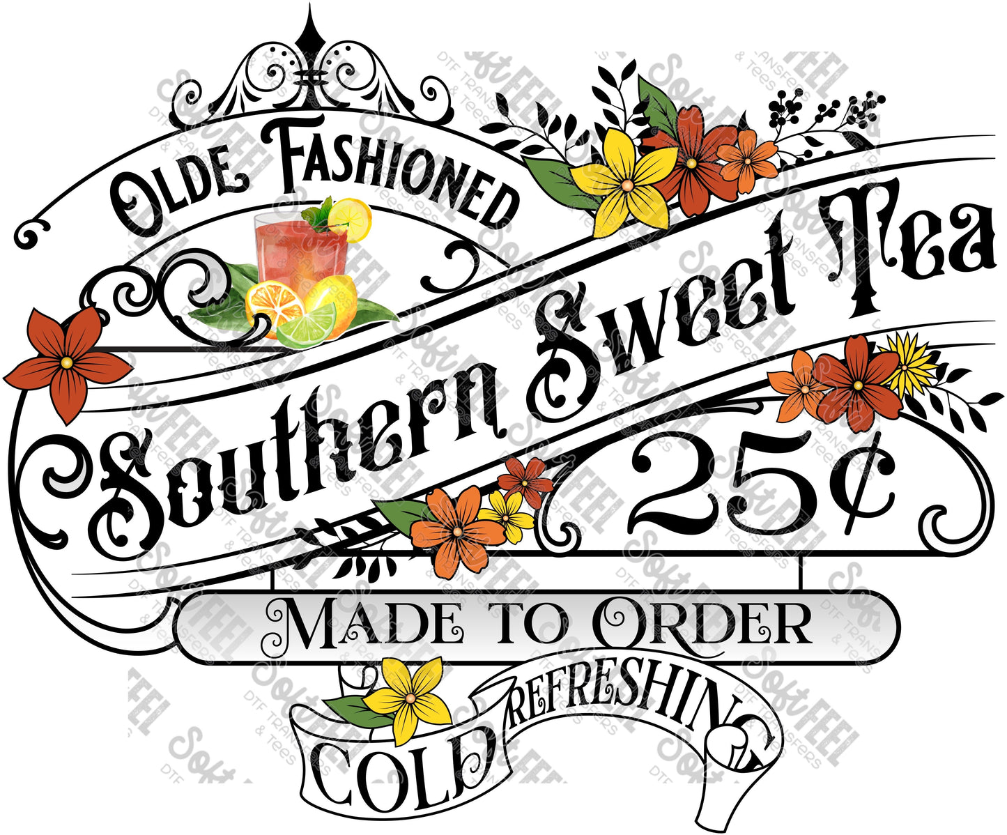 Olde Fashioned Southern Sweet Tea Vintage - Women's / Country Western - Direct To Film Transfer / DTF - Heat Press Clothing Transfer