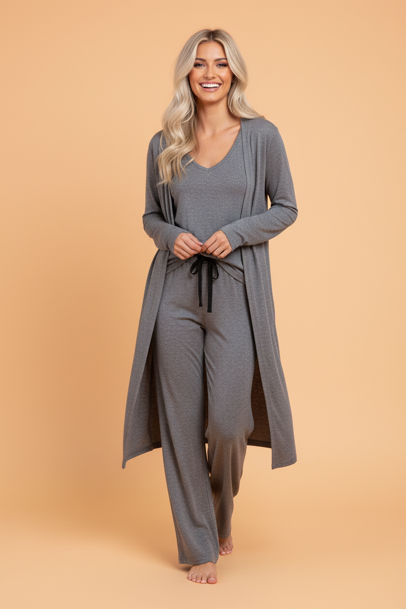 3pcs V-Neck T-Shirt & Ribbon Knot Pants Set